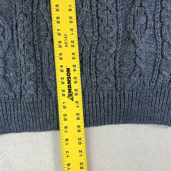 Aran Crafts Ireland Sweater Mens  Large Blue VTG 90s  Wool Fisherman Chunky-Knit - Picture 7 of 15